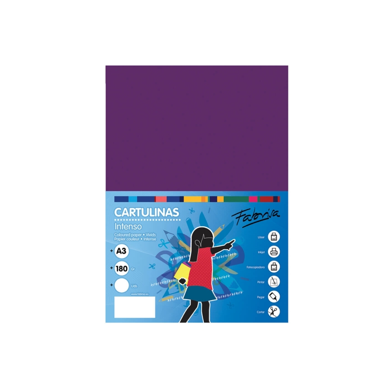 Lot de 25 feuilles de papier cartonné Fabrisa 180 g/m² - Format A3 - Couleur violet