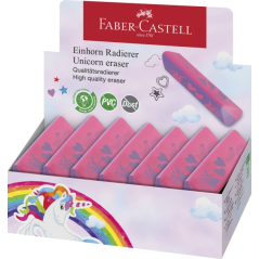 LOT de 15 Gomme sans PVC Faber-Castell Unicorn - Forme triangulaire ergonomique - Sans résidus - Effacement propre et facile