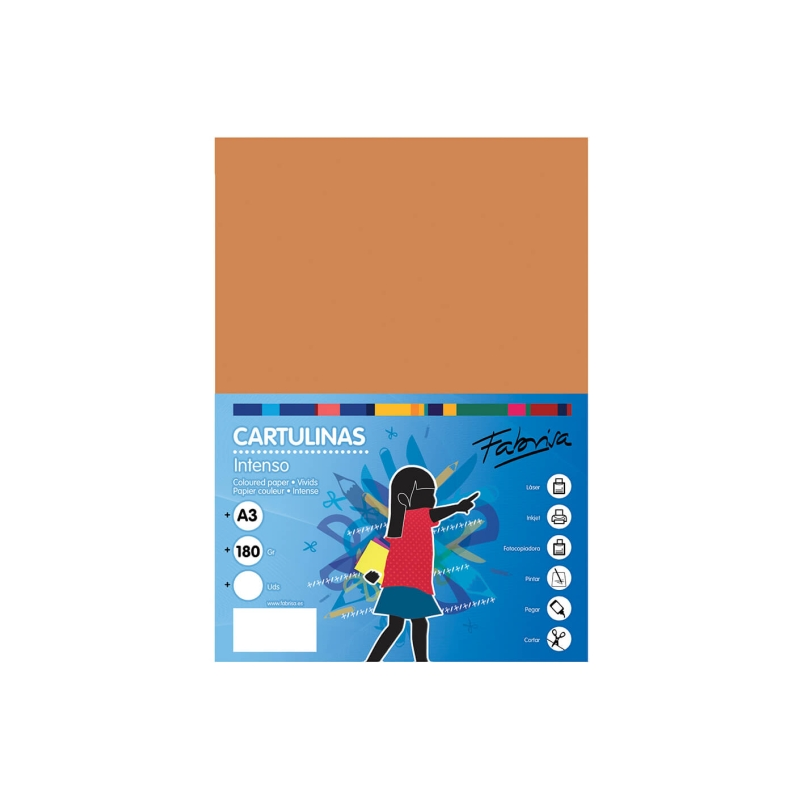 Lot de 25 feuilles de papier cartonné Fabrisa 180 g/m² - Format A3 - Marron clair