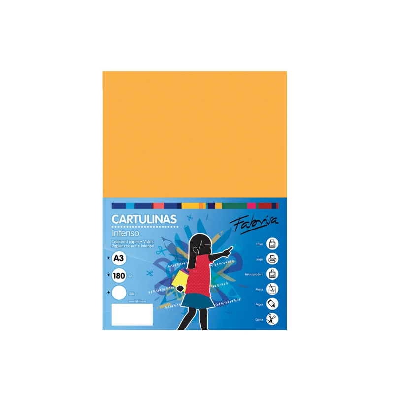 Lot de 25 feuilles de papier cartonné Fabrisa 180 g/m² - Format A3 - Jaune or