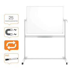 Tableau blanc mobile en émail Nobo Classic - 1200 × 900 mm - Design pointeur - Couleur blanche