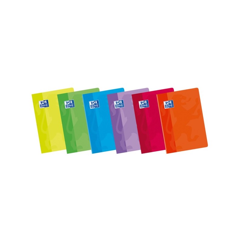 LOT de 10 Oxford School Classic A5+ Carnet agrafé - Couverture souple - 1 ligne avec marge - 48 feuilles - Couleurs assorties