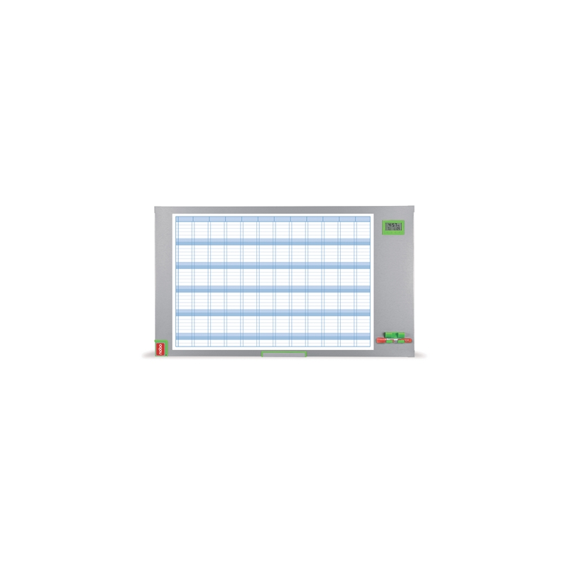 Tableau blanc magnétique annuel Nobo Performance Plus 725 x 50 x 1 178 mm - Affichage avec date et heure - Comprend un marqueur