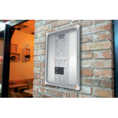 Nobo Vitrine pour 4 feuilles A4 avec surface blanche magnétique - 532x692x37mm - Porte en verre de sécurité - Cadre en aluminium