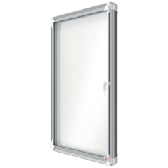 Nobo Vitrine pour 6 feuilles A4 - Surface blanche magnétique - Porte en verre de sécurité - Cadre en aluminium - Couleur blanche