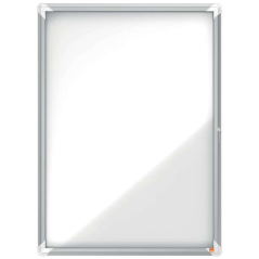 Nobo Vitrine pour 9 feuilles A4 avec surface blanche magnétique - 1000x752x37mm - Porte en verre de sécurité - Cadre en aluminiu