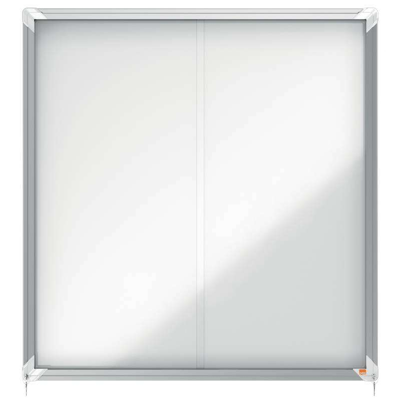 Nobo Vitrine intérieure pour 12 feuilles A4 avec surface magnétique et porte coulissante - 997x972x54mm - Surface effaçable à se