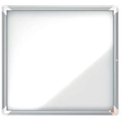 Nobo Outdoor Showcase 6 Feuilles A4 Surface Blanche Magnétique - 752x692x45mm - Serrure de Porte de Sécurité Cadre en Aluminium