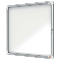 Nobo Outdoor Showcase 6 Feuilles A4 Surface Blanche Magnétique - 752x692x45mm - Serrure de Porte de Sécurité Cadre en Aluminium