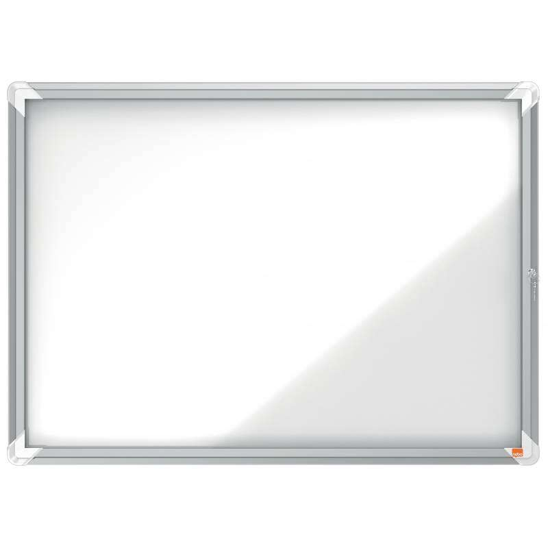 Nobo Outdoor Showcase 8 Feuilles A4 Surface Blanche Magnétique - 692x972x45mm - Serrure de Porte de Sécurité Cadre en Aluminium