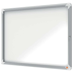 Nobo Outdoor Showcase 8 Feuilles A4 Surface Blanche Magnétique - 692x972x45mm - Serrure de Porte de Sécurité Cadre en Aluminium