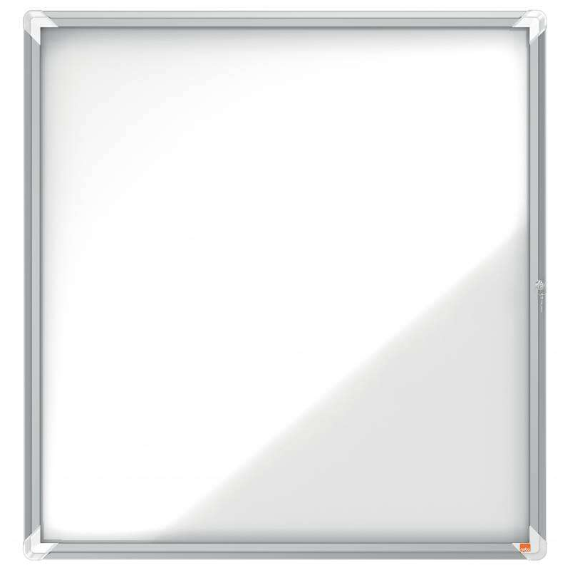 Nobo Outdoor Showcase 12 Feuilles A4 Blanc Surface Magnétique 45mm - Sécurité Aluminium - Vitre Coulissante 4mm - Résistant Aux