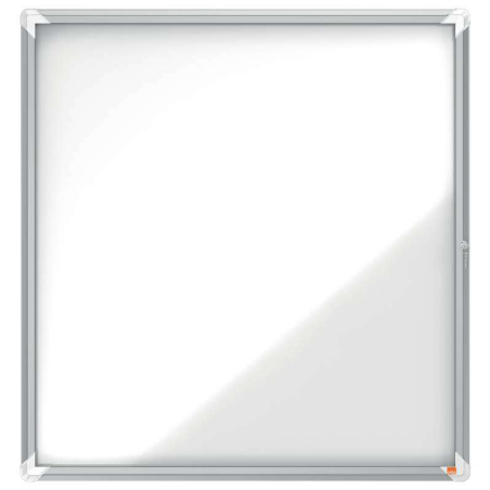 Nobo Outdoor Showcase 12 Feuilles A4 Blanc Surface Magnétique 45mm - Sécurité Aluminium - Vitre Coulissante 4mm - Résistant Aux