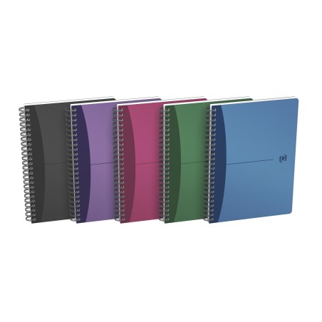 ✅ LOT de 5 Cahier à spirales Oxford Office Urban Mix A5 - Couverture plastique - 5x5 - 90 feuilles - Couleurs a en stock