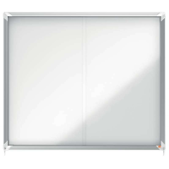Nobo Premium Plus Vitrine Magnétique Porte Coulissante 15xA4 - 1140x970mm - Surface Magnétique - Blanc