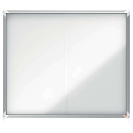 Nobo Premium Plus Vitrine Magnétique Porte Coulissante 15xA4 - 1140x970mm - Surface Magnétique - Blanc