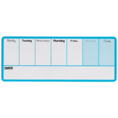 Tableau blanc hebdomadaire magnétique Nobo Mini 360 x 140 mm - Pastilles adhésives et aimants pour montage - Comprend un marqueu