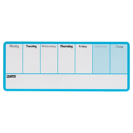 Tableau blanc hebdomadaire magnétique Nobo Mini 360 x 140 mm - Pastilles adhésives et aimants pour montage - Comprend un marqueu