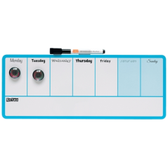 Tableau blanc hebdomadaire magnétique Nobo Mini 360 x 140 mm - Pastilles adhésives et aimants pour montage - Comprend un marqueu