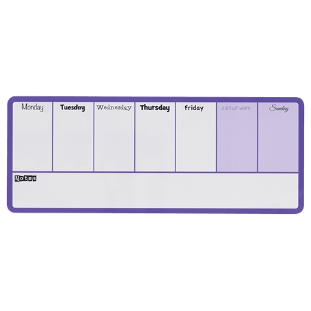 Tableau blanc hebdomadaire magnétique Nobo Mini 360 x 140 mm - Pastilles adhésives et aimants pour montage - Comprend un marqueu