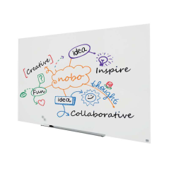 Tableau en verre magnétique Nobo Impression PRO 1900x1000mm - Design sans cadre - Invisamount - Blanc brillant