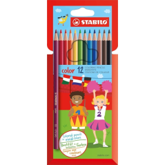 Coffret Stabilo Color avec 12 crayons de couleur - Mine de 2,5 mm - Idéal pour l'école - Couleurs assorties