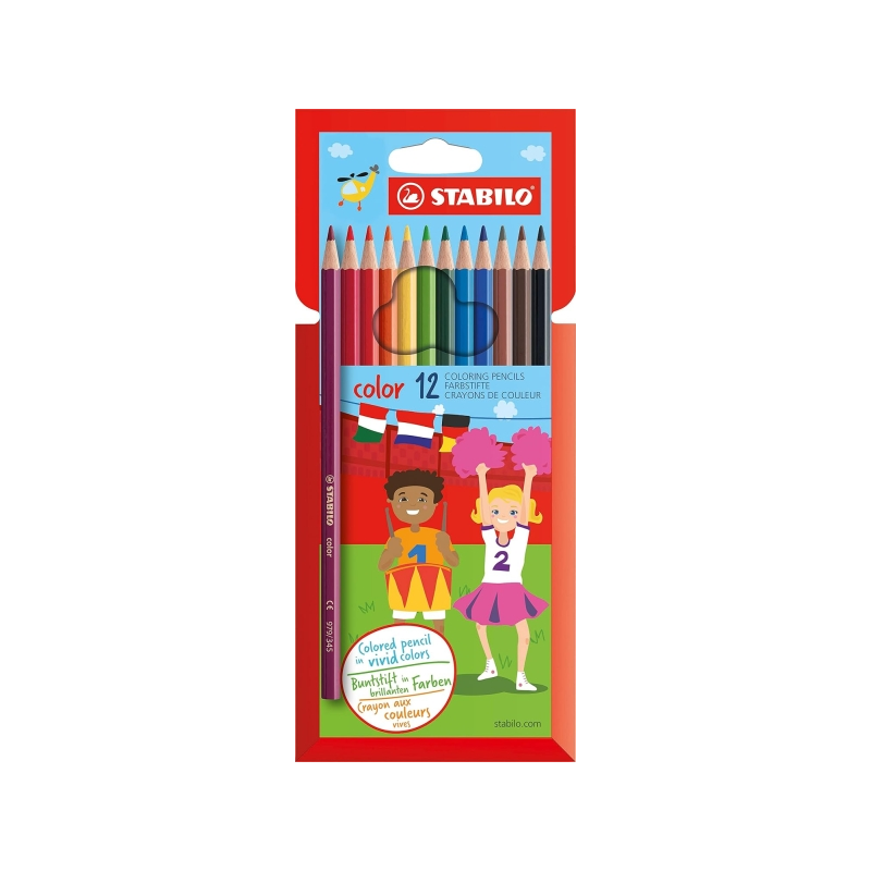 Coffret Stabilo Color avec 12 crayons de couleur - Mine de 2,5 mm - Idéal pour l'école - Couleurs assorties