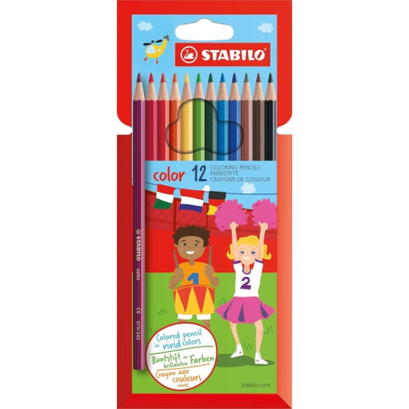 Coffret Stabilo Color avec 12 crayons de couleur - Mine de 2,5 mm - Idéal pour l'école - Couleurs assorties