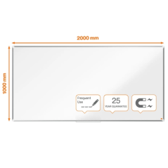 Tableau blanc magnétique Nobo Premium Plus en acier émaillé 2 000 x 1 000 mm - Montage en angle - Surface effaçable supérieure -