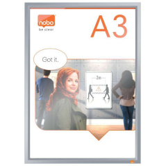 Nobo Porte-affiche A3 avec cadre à clip en aluminium - Cadre anodisé élégant - Mécanisme de clip à encliqueter - Surface d'affic