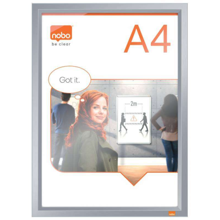 Nobo Clip Porte Affiche Aluminium A4 - Cadre Anodisé - Changement Rapide et Facile - Blanc