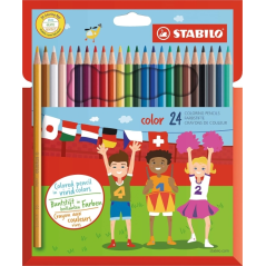 Coffret Stabilo Color avec 24 crayons de couleur - Mine de 2,5 mm - Idéal pour l'école - Couleurs assorties