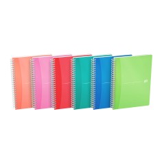✅ LOT de 5 Oxford Office My Colors Cahier à spirale A5 - Couverture en plastique robuste - Double spirale pour en stock