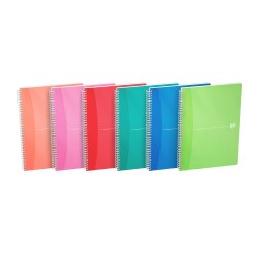✅ LOT de 5 Oxford Office My Colors Cahier à spirale A4 - Couverture plastique - 5x5 - 90 feuilles - Couleurs as en stock