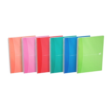 ✅ LOT de 5 Oxford Office My Colors Cahier à spirale A4 - Couverture plastique - 5x5 - 90 feuilles - Couleurs as en stock