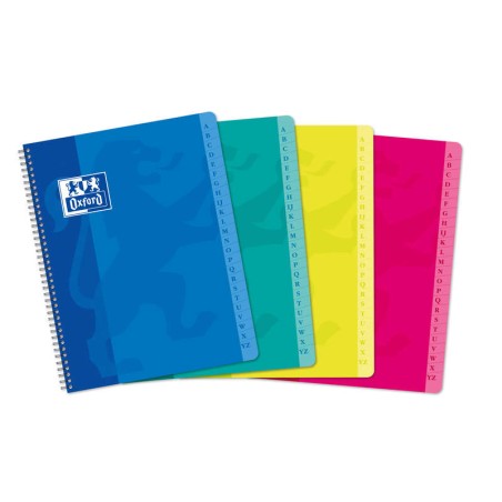 ✅ LOT de 10 Oxford Classic A5+ Carnet à spirales Couverture souple – 90 feuilles – Grille 5 x 5 – Couleur en stock