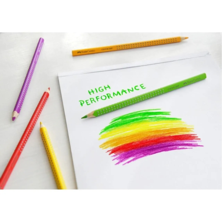Pack de 10 crayons de couleur triangulaires avec grip Faber-Castell Colour Grip - Avec espace pour le nom - Couleurs assorties