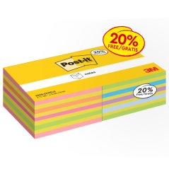 Lot de 2 cubes de 450 notes autocollantes repositionnables Post-It - Forme carrée - Couleurs assorties