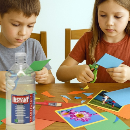 Colle super transparente Instant Classic 1000 g - Convient aux enfants et/ou à un usage domestique - Sans solvant - Transparente