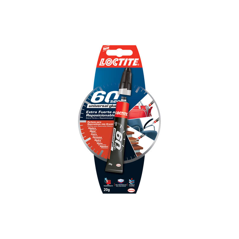 Loctite 60Sec Std Box - Adhésif Gel Transparent Repositionnable - Adhère en 60 Secondes - Adhérence Extra Forte - Idéal pour les