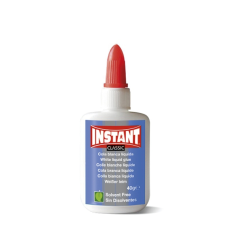 LOT de 12 Colle blanche instantanée classique 40 g - Convient aux enfants et/ou à un usage domestique - Sans solvant - Blanche