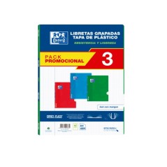 ✅ Oxford School Classic Pack 3 - Cahier agrafé Openflex - Couverture plastique A4 - 4x4 avec marge - 48 feuille en stock