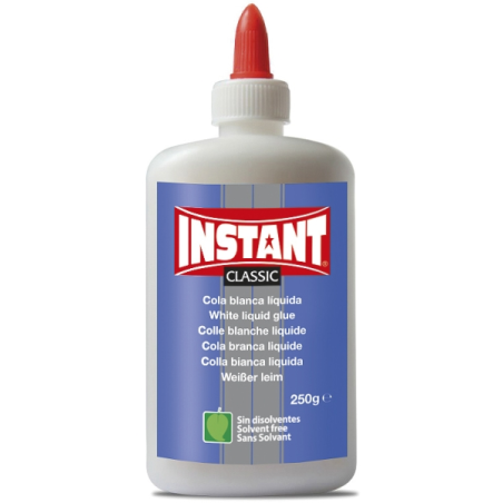 LOT de 6 Colle blanche instantanée classique 250 g - Convient aux enfants et/ou à un usage domestique - Sans solvant - Blanche