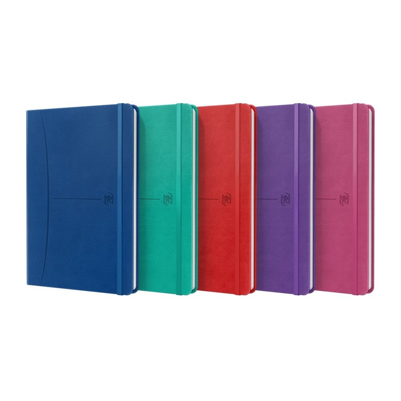 LOT de 5 Oxford Signature Cahier Cousu Couverture Extra Rigide A5 Uni - 80 Feuilles - Couleurs Assorties