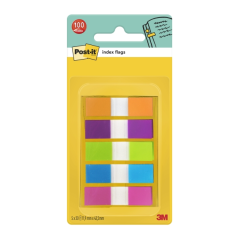 Distributeur d'index Post-It avec 100 marqueurs d'index repositionnables - Forme rectangulaire - Couleurs assorties