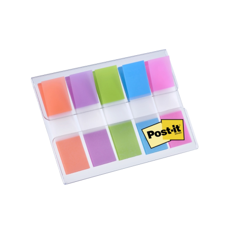Distributeur d'index Post-It avec 100 marqueurs d'index repositionnables - Forme rectangulaire - Couleurs assorties