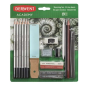 Derwent Academy Sketching Lot de 6 crayons graphite de duretés assorties, 2 blocs de graphite, 2 bâtons de dessin sans bois, 2 p