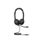 Casque USB Jabra Evolve2 30 MS avec microphone - Réduction du bruit - Bandeau réglable - Commandes supra-auriculaires - Câble de