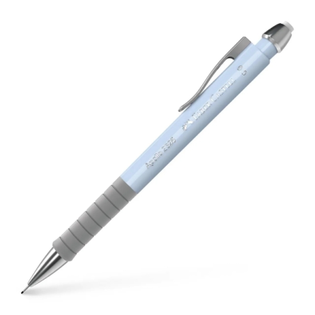 LOT de 5 Crayon mécanique Faber-Castell Apollo - Trait de 0,5 mm - Poignée ergonomique - Gomme intégrée - Corps bleu clair