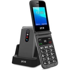 Téléphone portable SPC avec bouton SOS - Téléphone à clapet pour personnes âgées - Bouton d'urgence - Gros boutons et touches -